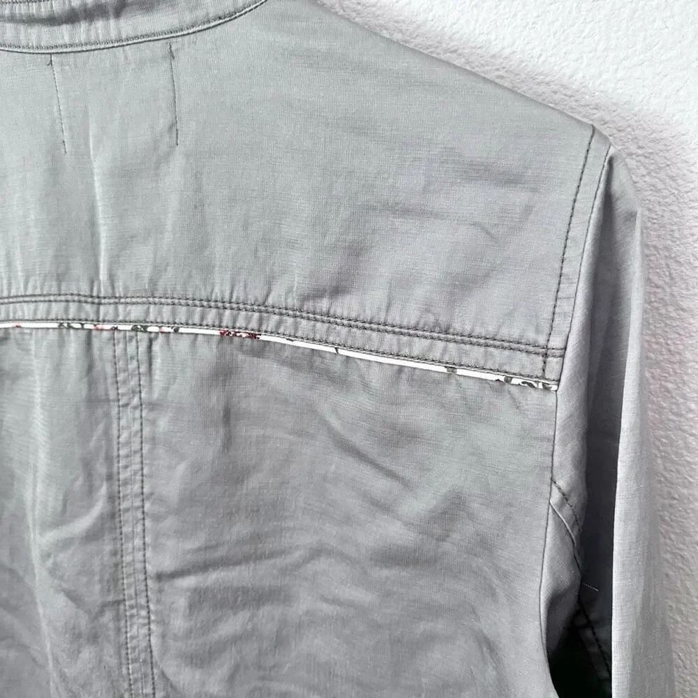 ANTHROPOLOGIE | Light Sage Green Jacket Linen Floral Piped Trucker Jacket | XL - Picture 11 of 15
